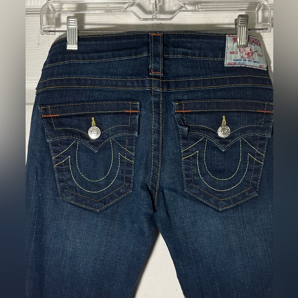 TRUE RELIGION Blue Jeans Women’s Straining Leg Sz 27 - Picture 4 of 12